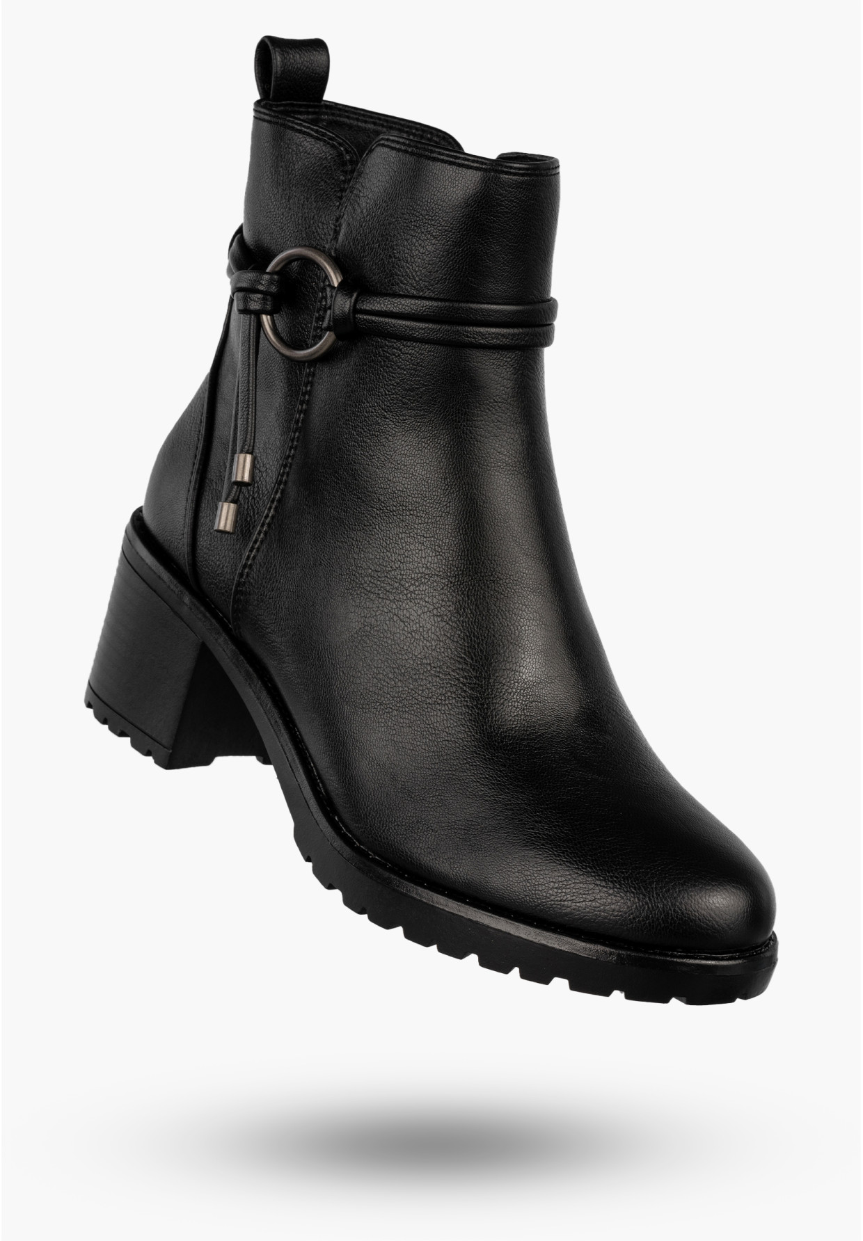 Botki Damskie Buty Na Obcasie Eleganckie Ocieplane Na Zimę Czarne Potocki 25-12527BK