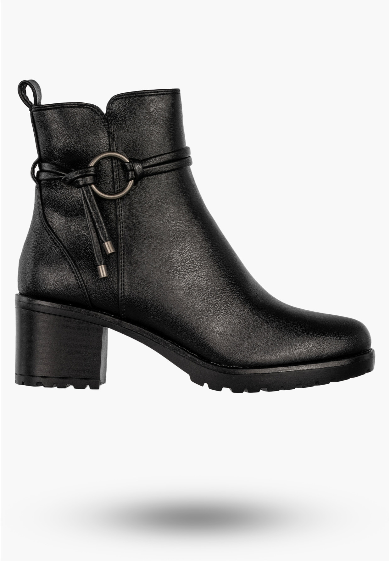 Botki Damskie Buty Na Obcasie Eleganckie Ocieplane Na Zimę Czarne Potocki 25-12527BK