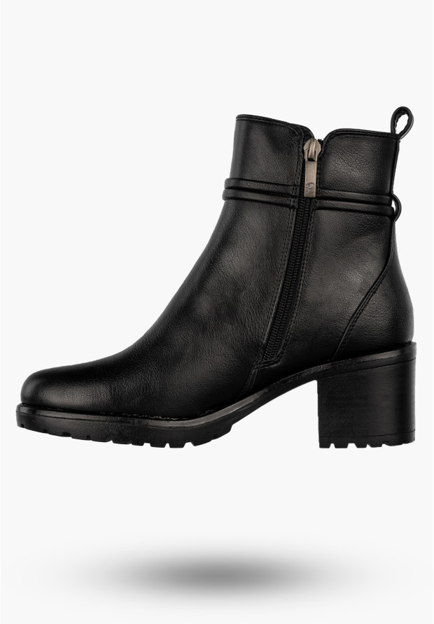 Botki Damskie Buty Na Obcasie Eleganckie Ocieplane Na Zimę Czarne Potocki 25-12527BK