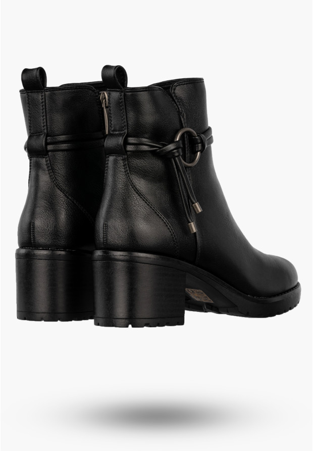 Botki Damskie Buty Na Obcasie Eleganckie Ocieplane Na Zimę Czarne Potocki 25-12527BK