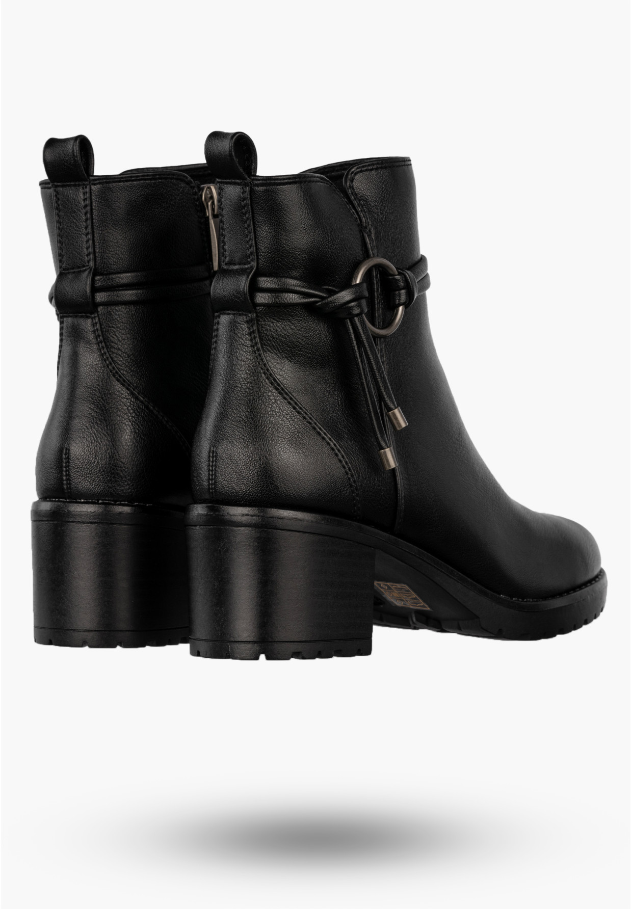 Botki Damskie Buty Na Obcasie Eleganckie Ocieplane Na Zimę Czarne Potocki 25-12527BK