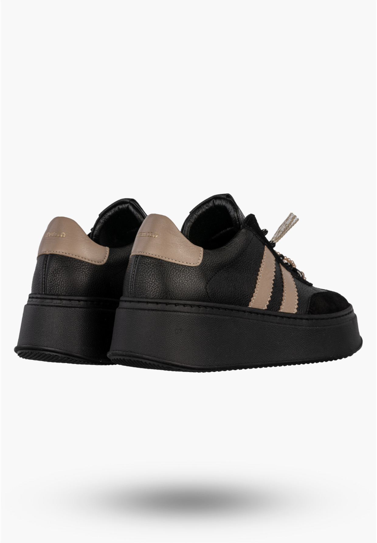 Sneakersy Damskie CheBello Skórzane Buty Sportowe Półbuty Czarne 4805-034-161-PSK-S251