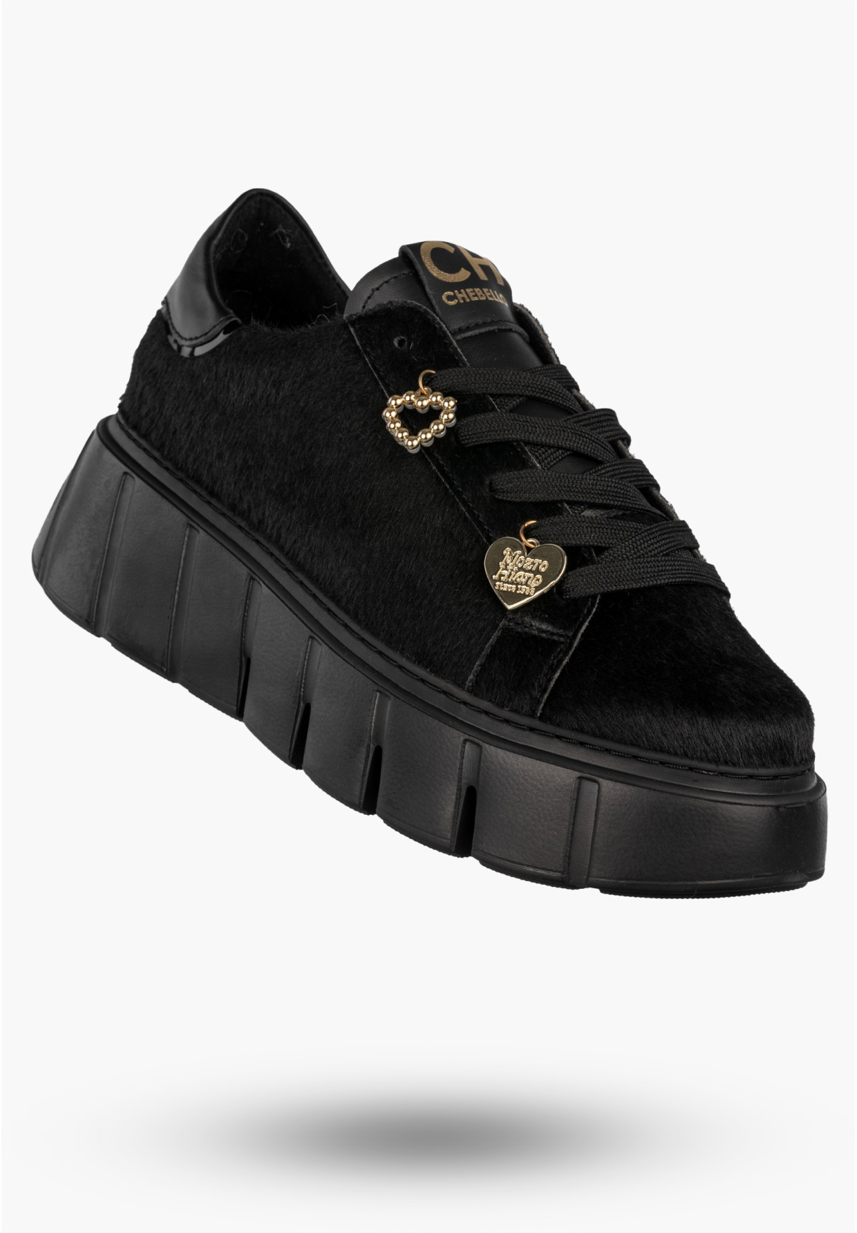 Sneakersy Damskie CheBello Skórzane Buty Modne Półbuty Czarne 4541-503-002-PSK-S352