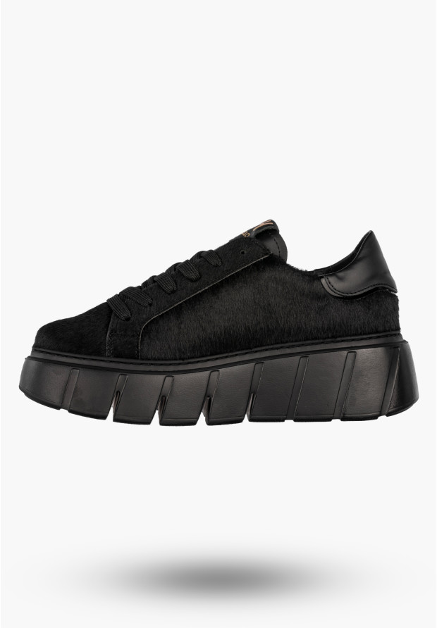 Sneakersy Damskie CheBello Skórzane Buty Modne Półbuty Czarne 4541-503-002-PSK-S352