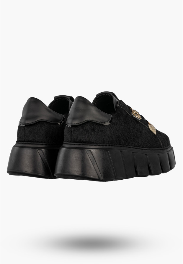 Sneakersy Damskie CheBello Skórzane Buty Modne Półbuty Czarne 4541-503-002-PSK-S352