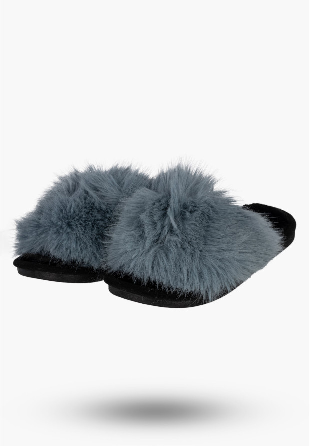 Klapki Damskie Z Futerkiem Na Co Dzień Lekkie Casual Stylowe Niebieskie