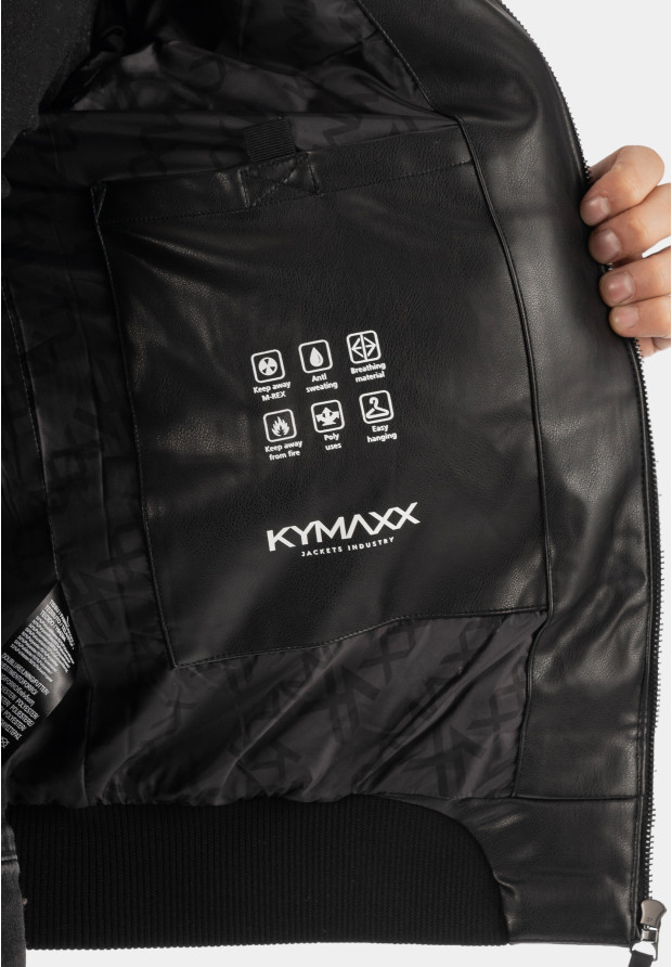Kurtka Męska Skajka Puchowa Pikowana Z Futerkiem Czarna Kymaxx 5321-1