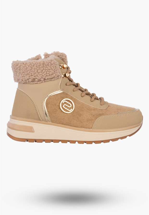 Botki Damskie Buty Zimowe Wygodne Ocieplane Stylowe na Zamek Khaki SJ2552-2