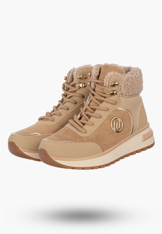 Botki Damskie Buty Zimowe Wygodne Ocieplane Stylowe na Zamek Khaki SJ2552-2