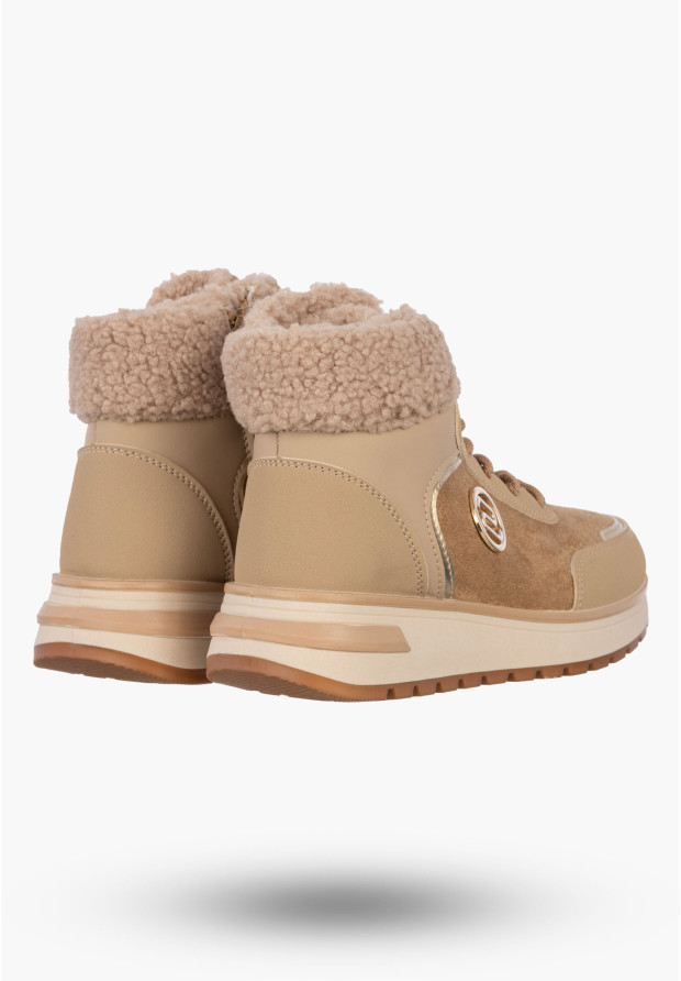 Botki Damskie Buty Zimowe Wygodne Ocieplane Stylowe na Zamek Khaki SJ2552-2