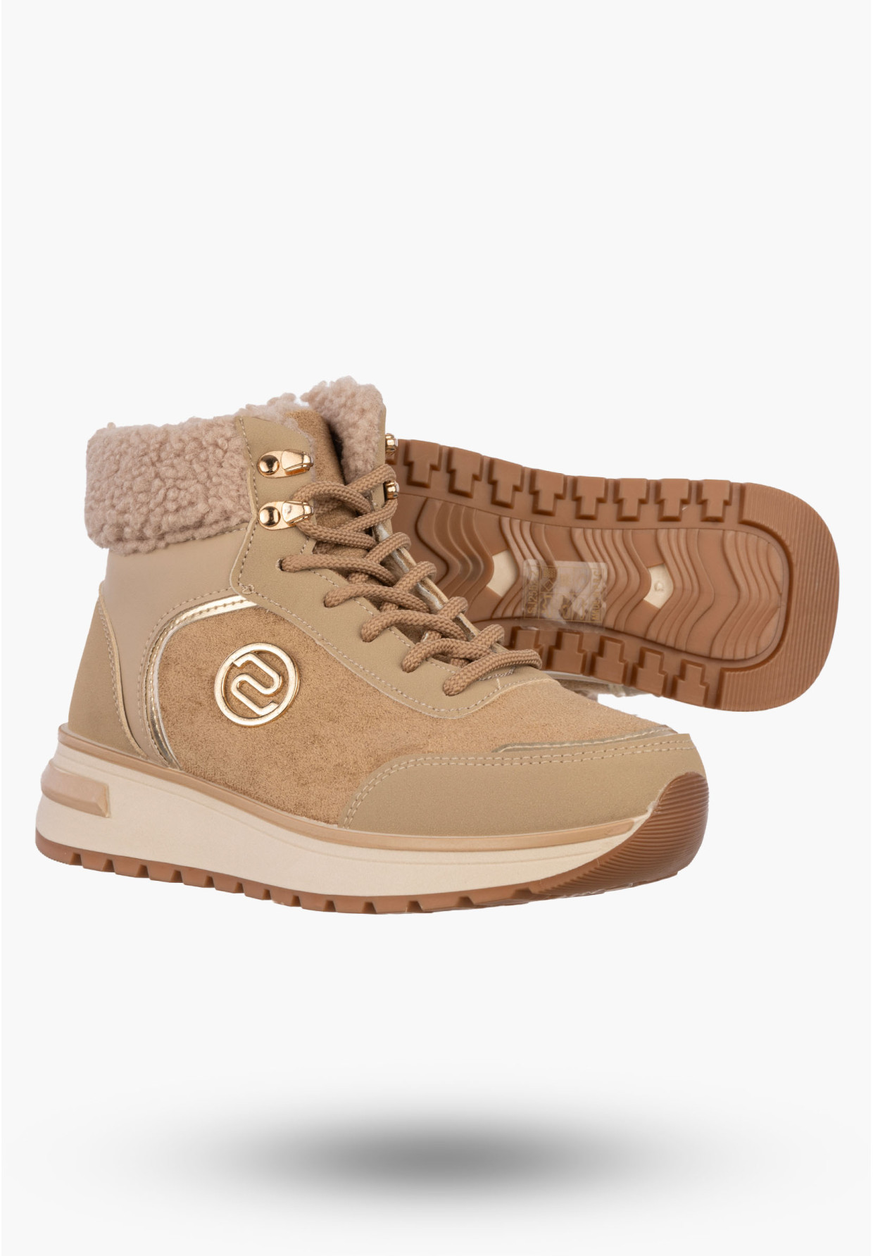 Botki Damskie Buty Zimowe Wygodne Ocieplane Stylowe na Zamek Khaki SJ2552-2