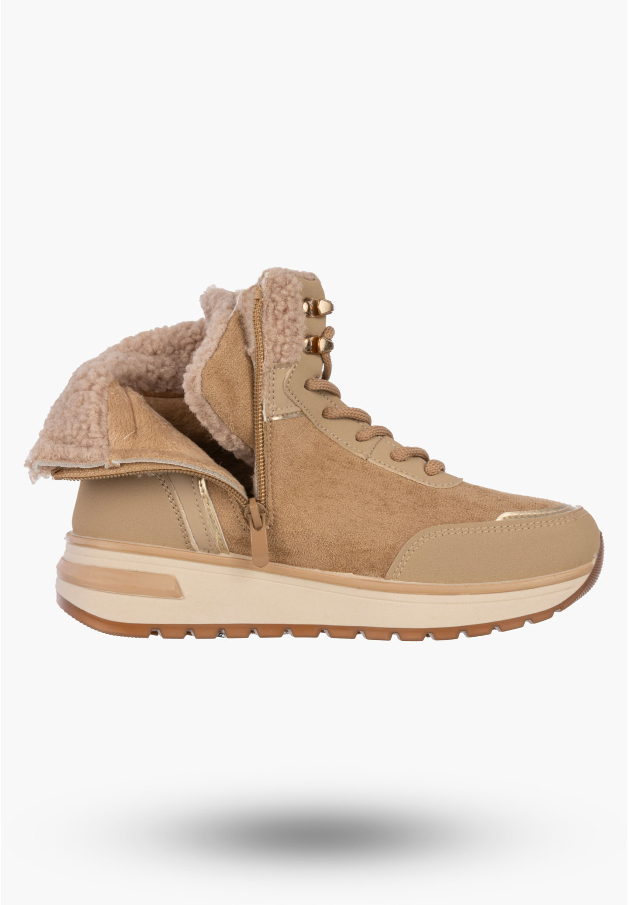Botki Damskie Buty Zimowe Wygodne Ocieplane Stylowe na Zamek Khaki SJ2552-2
