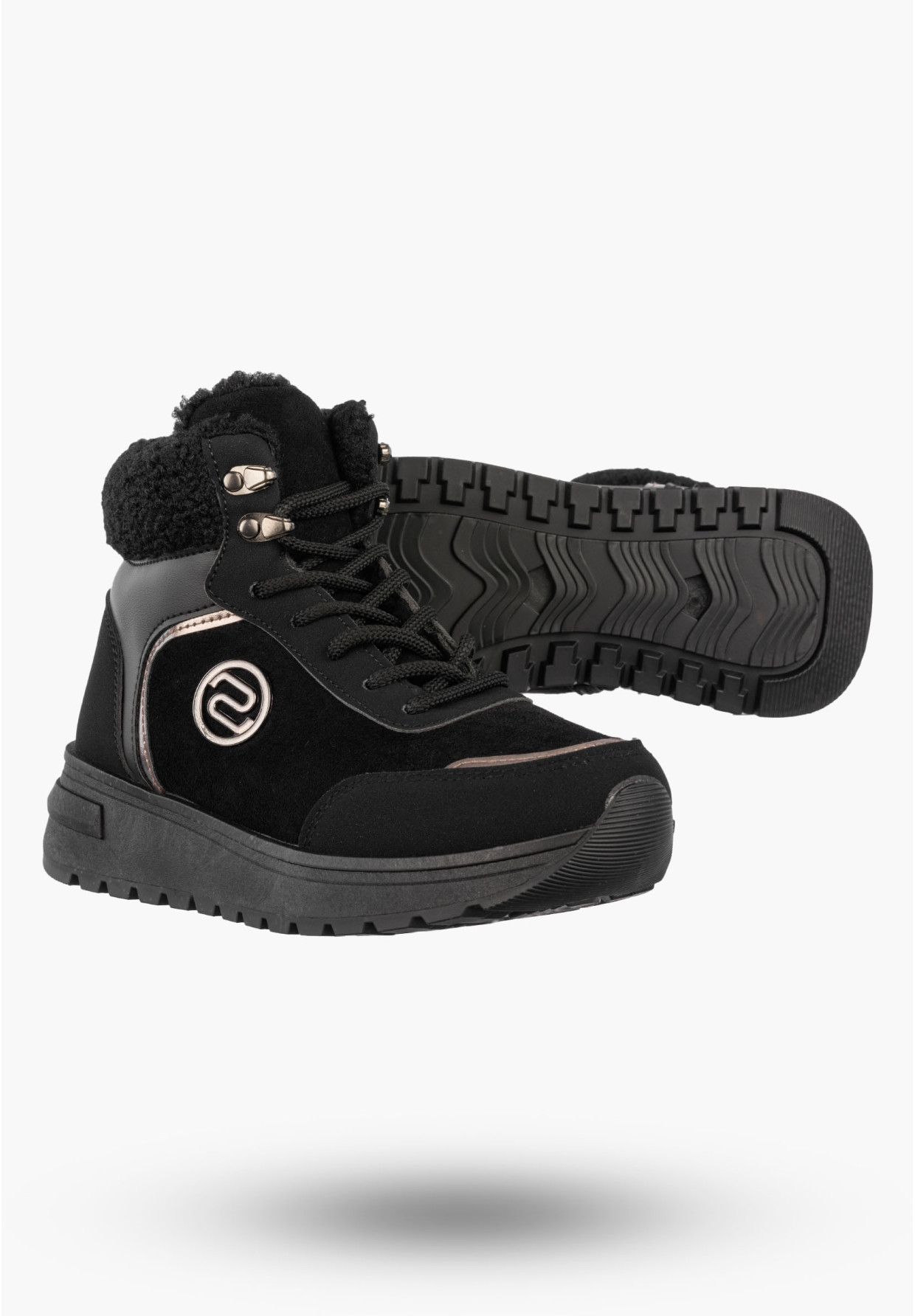 Botki Damskie Buty Zimowe Wygodne Ocieplane Stylowe na Zamek Czarne SJ2552-1