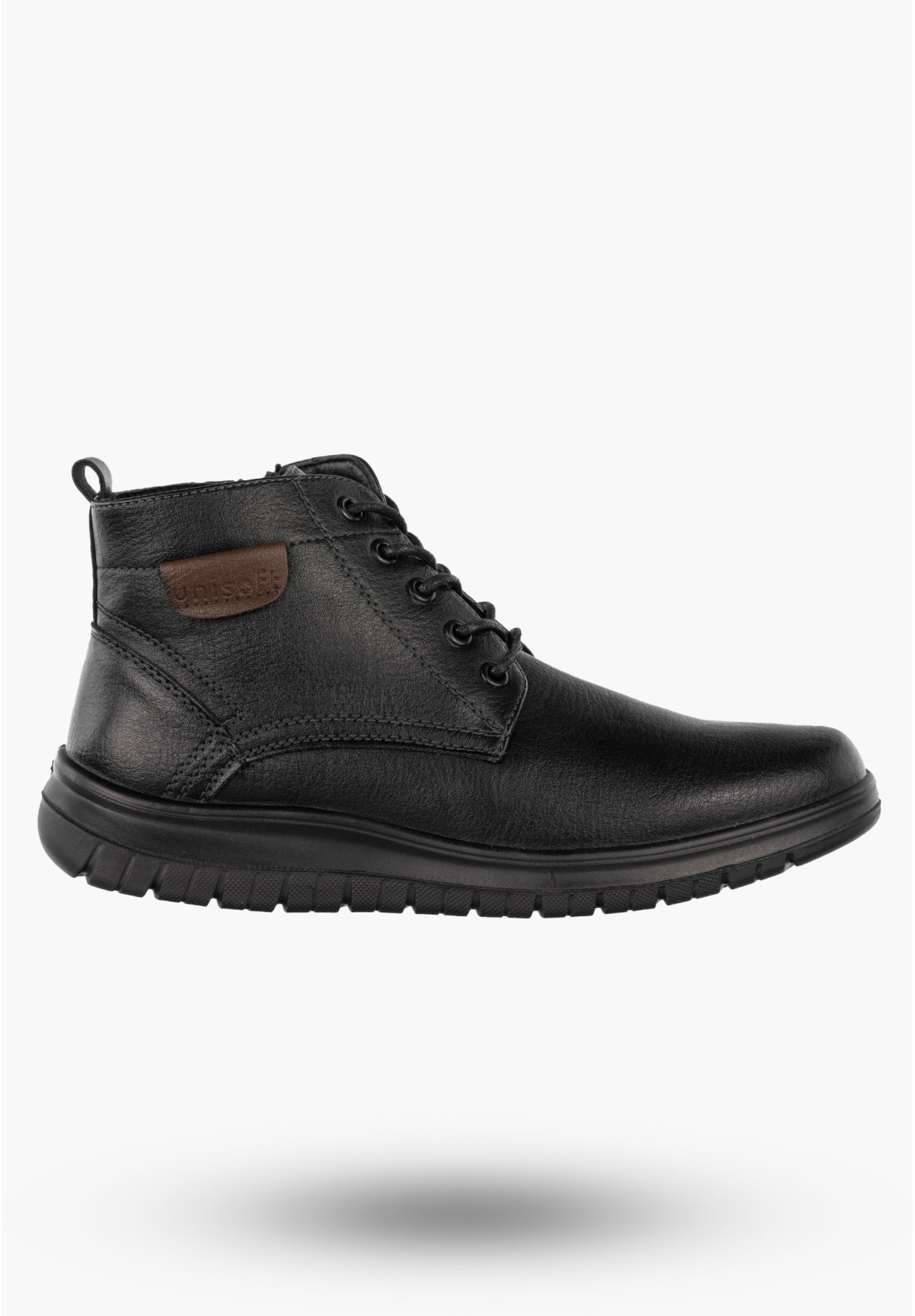 Botki Męskie Eleganckie Buty Zimowe Ocieplane Unisoft Czarne 24MN16-7515