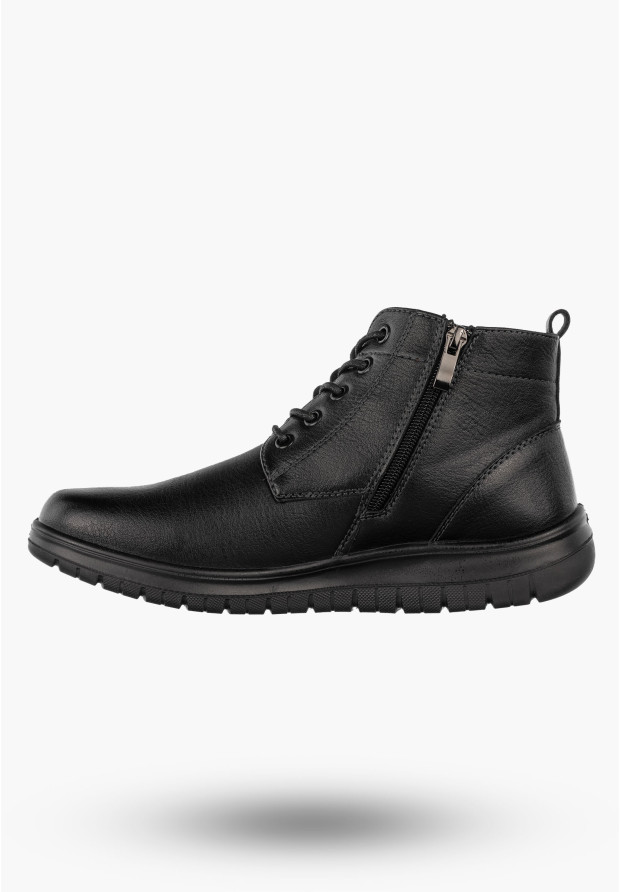 Botki Męskie Eleganckie Buty Zimowe Ocieplane Unisoft Czarne 24MN16-7515