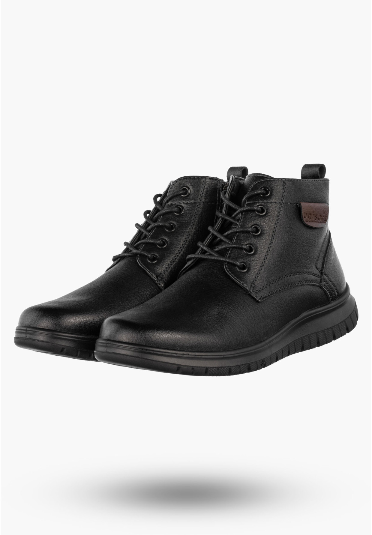 Botki Męskie Eleganckie Buty Zimowe Ocieplane Unisoft Czarne 24MN16-7515