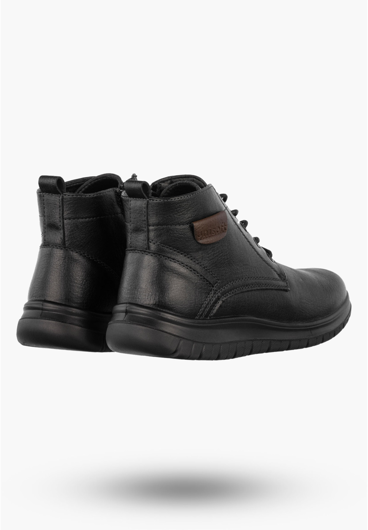 Botki Męskie Eleganckie Buty Zimowe Ocieplane Unisoft Czarne 24MN16-7515