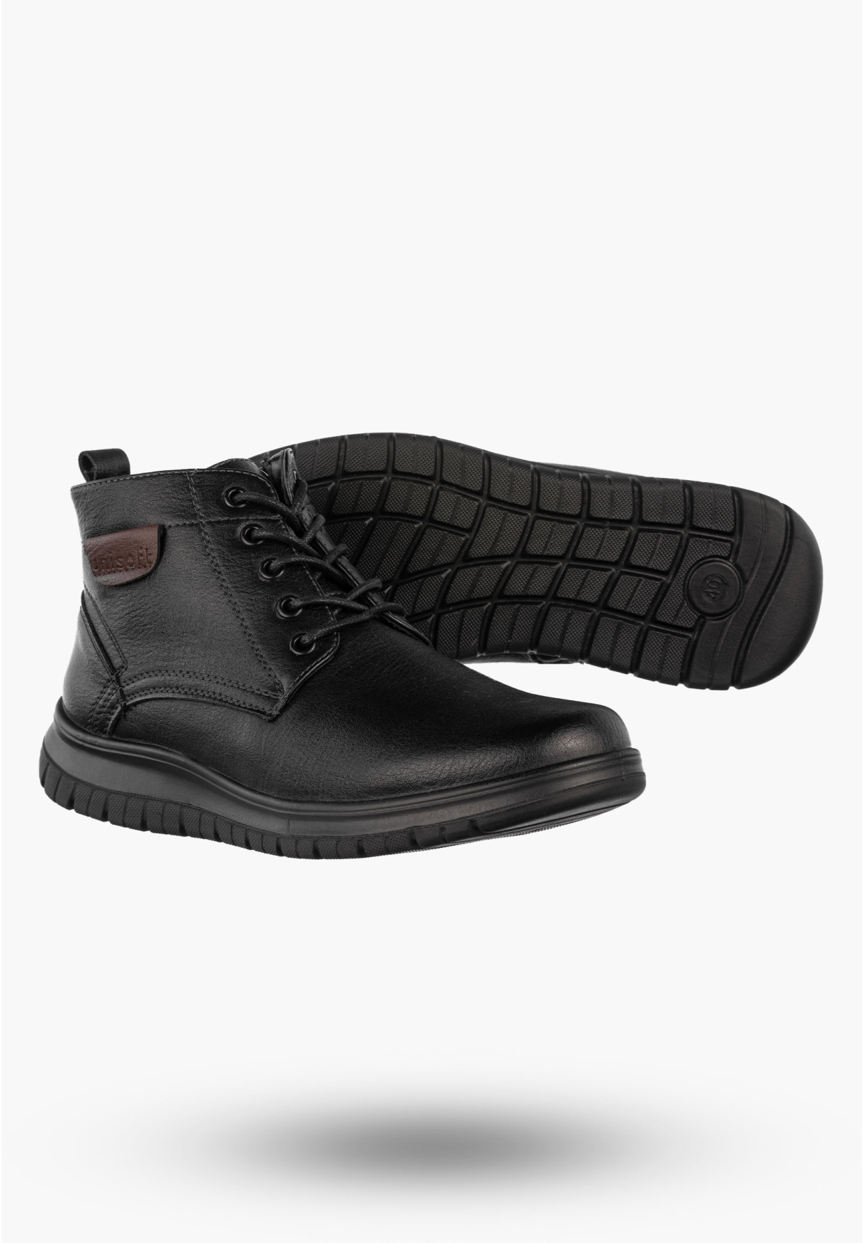 Botki Męskie Eleganckie Buty Zimowe Ocieplane Unisoft Czarne 24MN16-7515