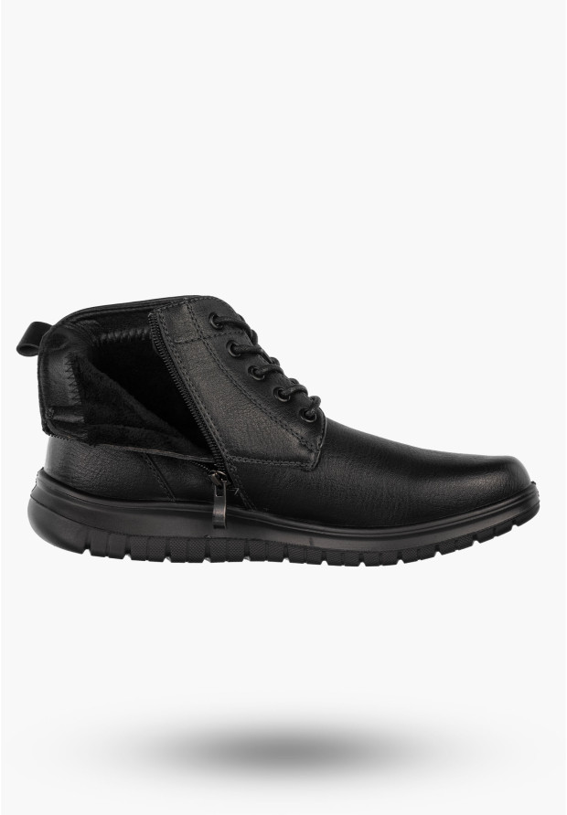 Botki Męskie Eleganckie Buty Zimowe Ocieplane Unisoft Czarne 24MN16-7515