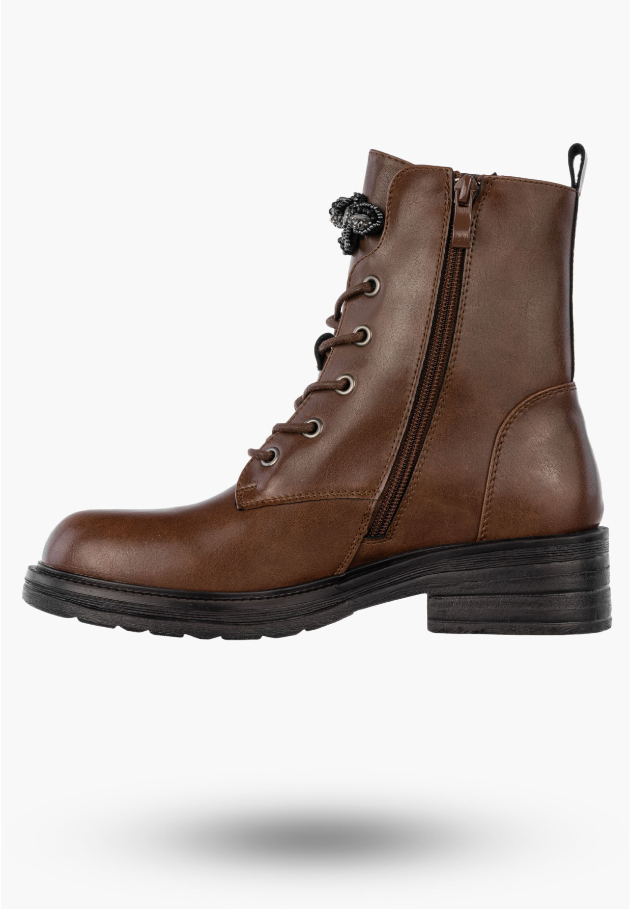 Trzewiki Damskie Skórzane Buty Zimowe Ocieplane Eleganckie Brązowe M.Daszyński SFY2509-1 BROWN
