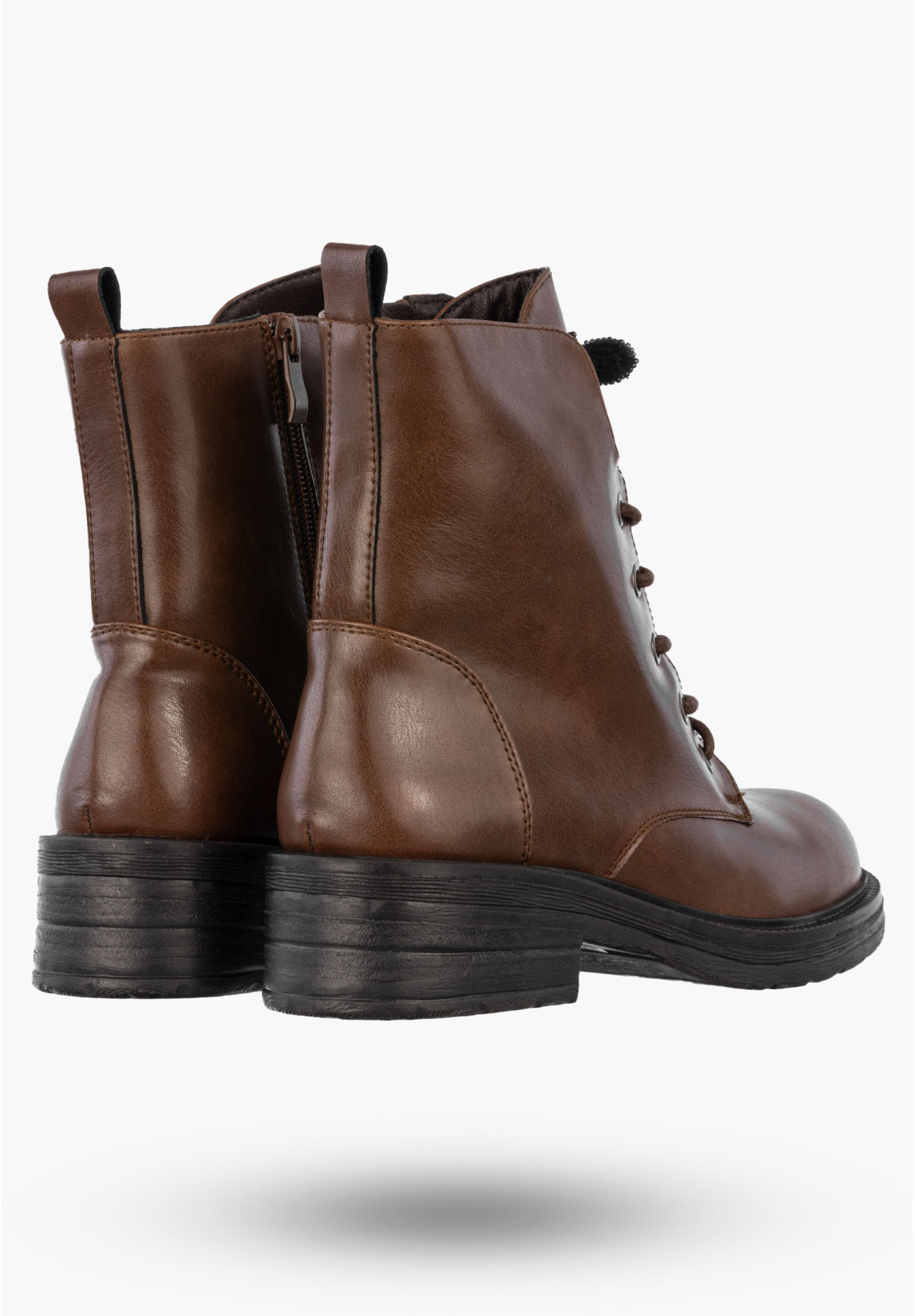Trzewiki Damskie Skórzane Buty Zimowe Ocieplane Eleganckie Brązowe M.Daszyński SFY2509-1 BROWN