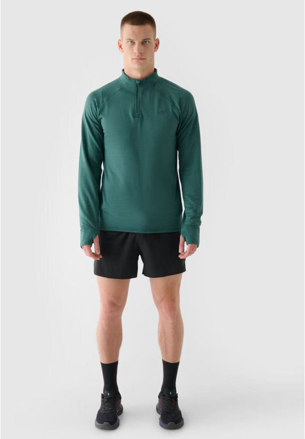 Bluza Męska 4F Do Biegania Szybkoschnąca Zielona 4FWAW24TFSWM410
