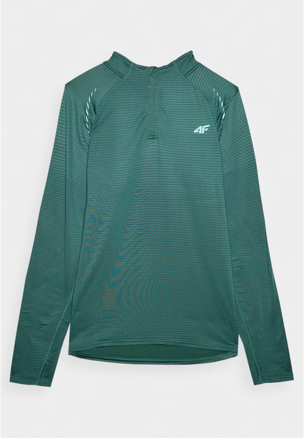 Bluza Męska 4F Do Biegania Szybkoschnąca Zielona 4FWAW24TFSWM410