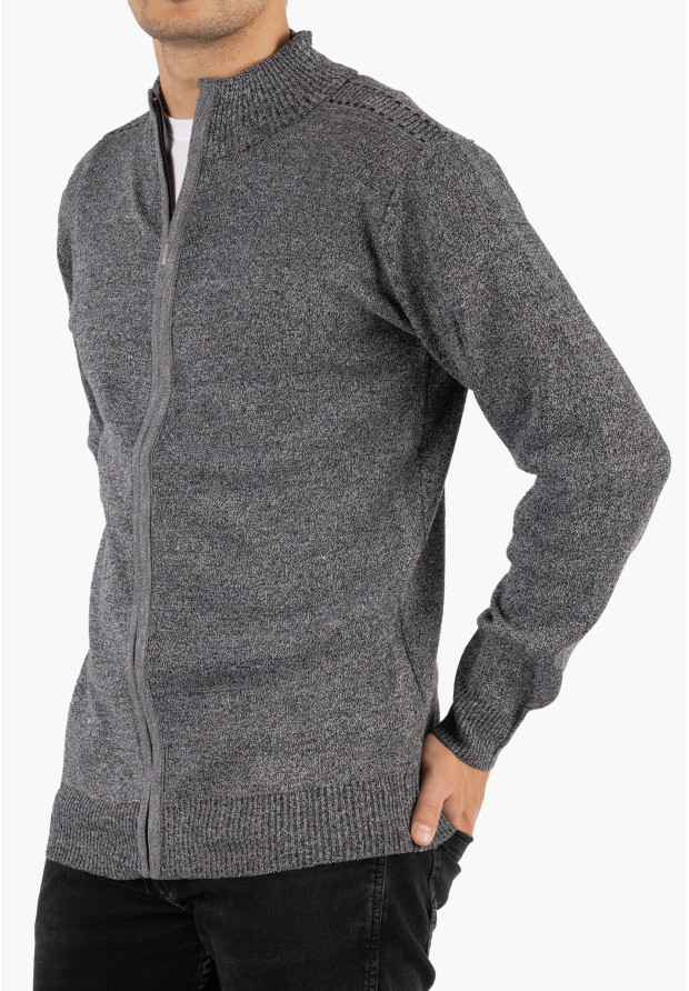 Sweter Męski Rozpinany Klasyczny Elegancki Wygodny na Zamek Szary MUST