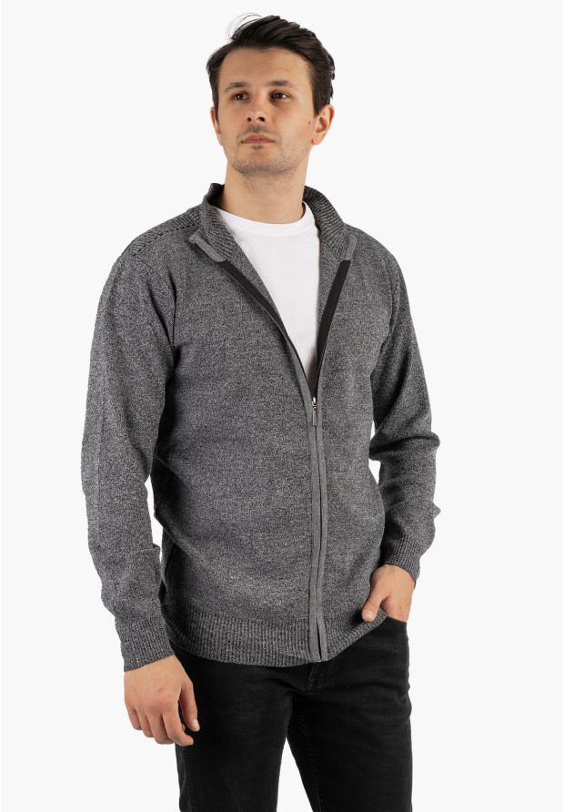 Sweter Męski Rozpinany Klasyczny Elegancki Wygodny na Zamek Szary MUST