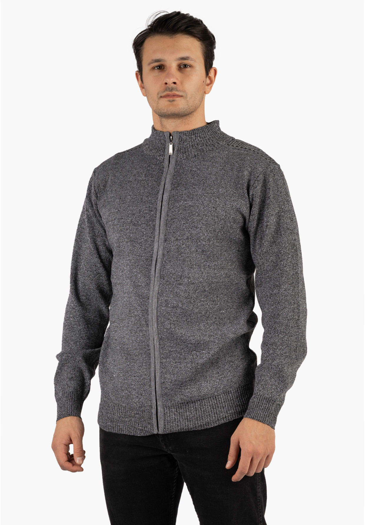 Sweter Męski Rozpinany Klasyczny Elegancki Wygodny na Zamek Szary MUST