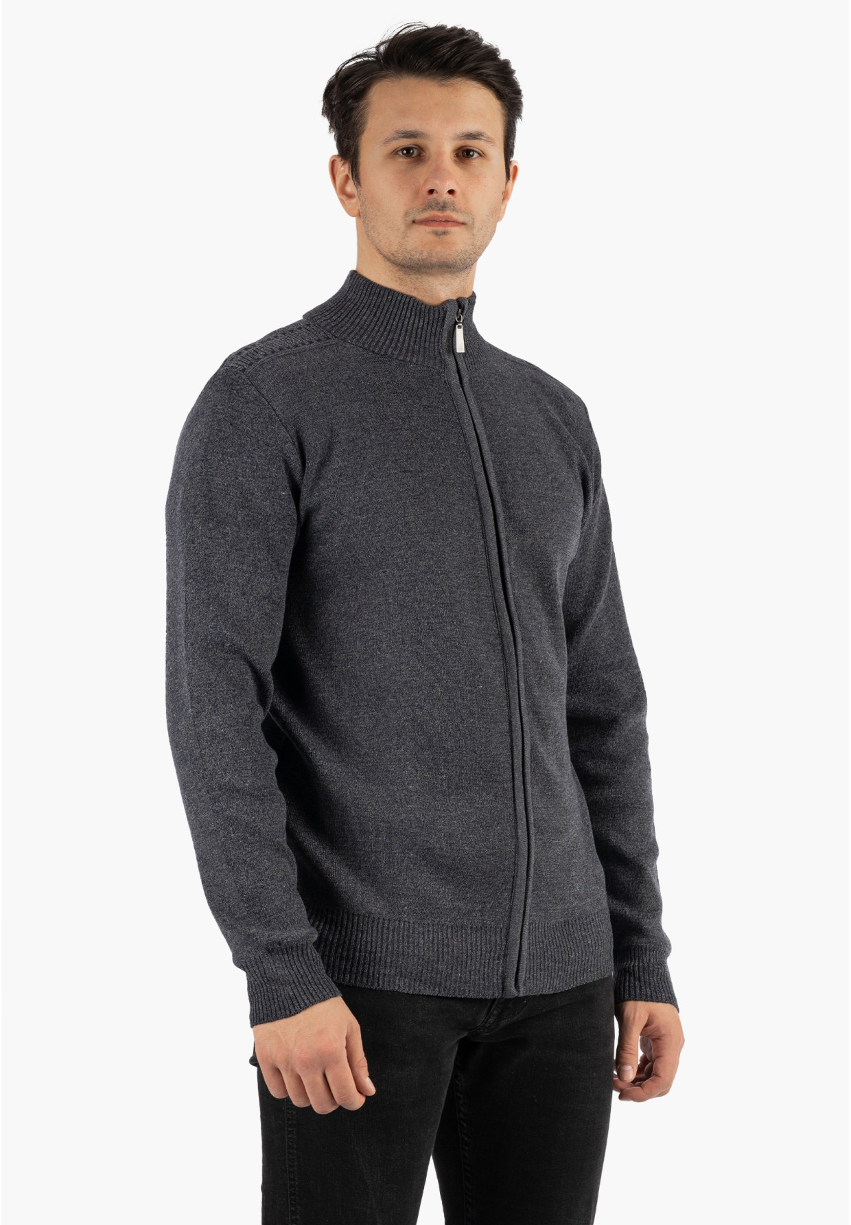 Sweter Męski Rozpinany Klasyczny Elegancki Wygodny na Zamek Granatowy MUST