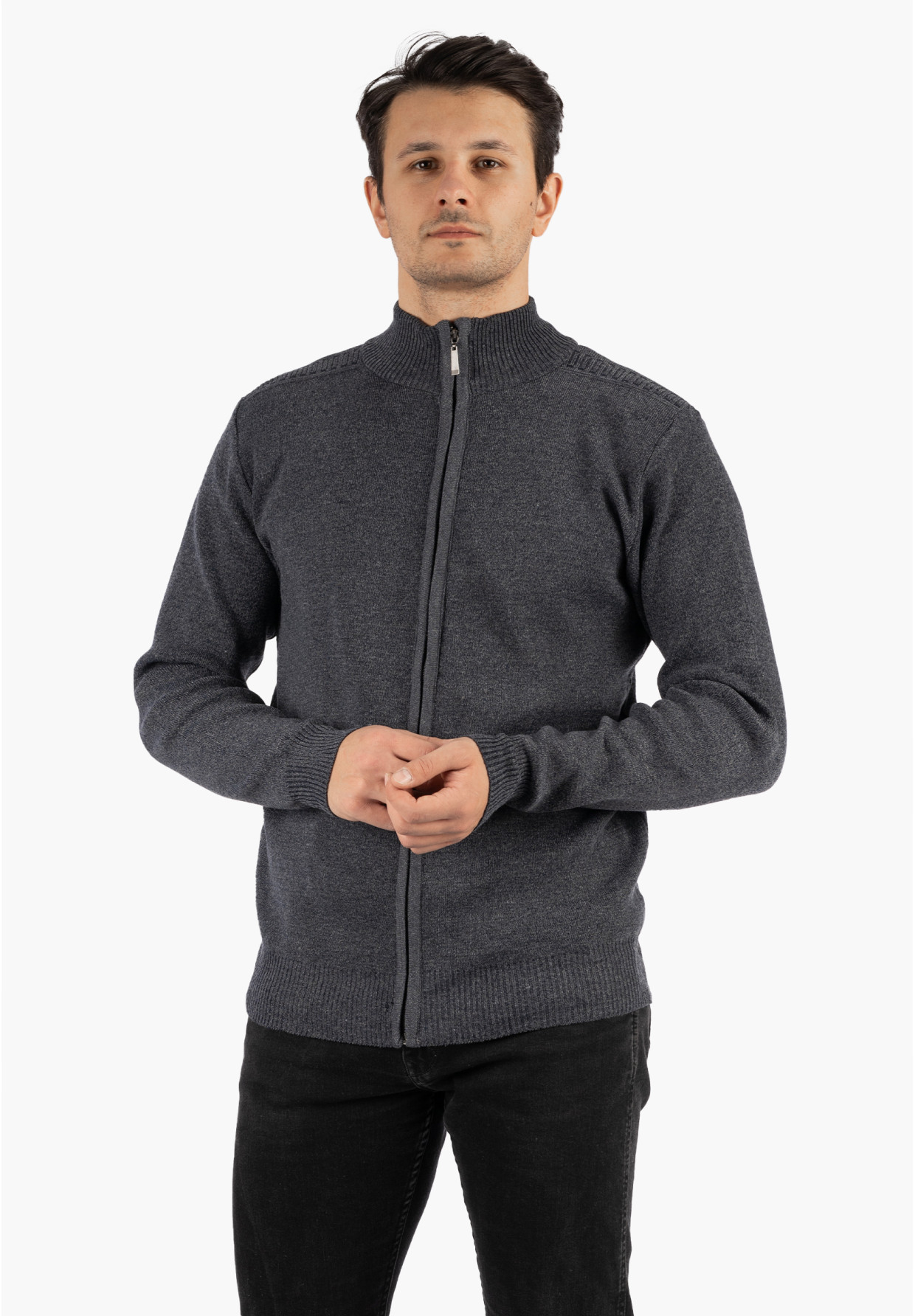 Sweter Męski Rozpinany Klasyczny Elegancki Wygodny na Zamek Granatowy MUST