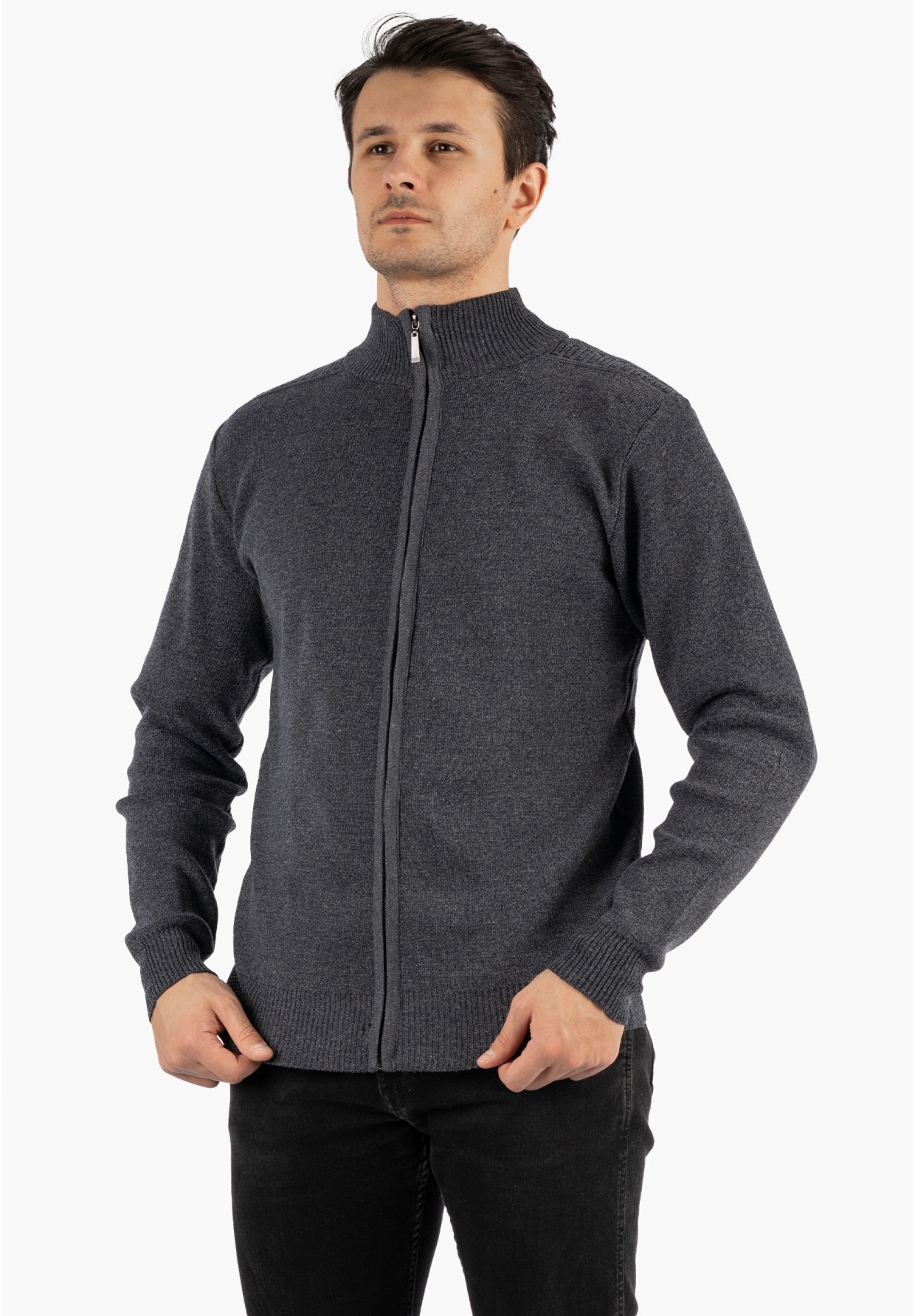 Sweter Męski Rozpinany Klasyczny Elegancki Wygodny na Zamek Granatowy MUST