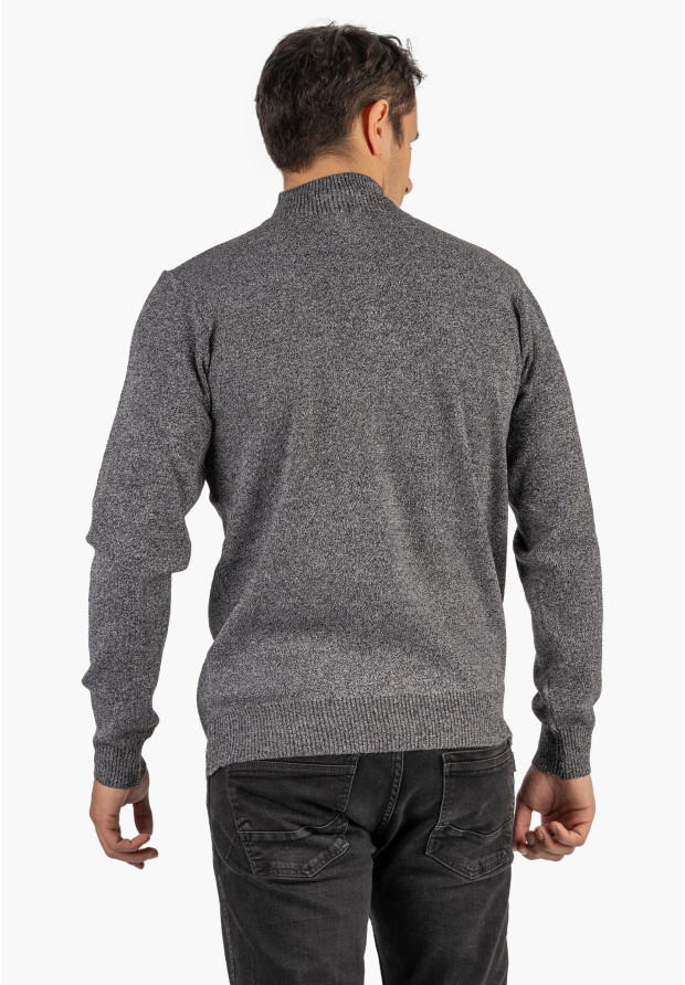 Sweter Męski Półgolf Klasyczny Wygodny Elegancki z Zamkiem Jasny Szary MUST