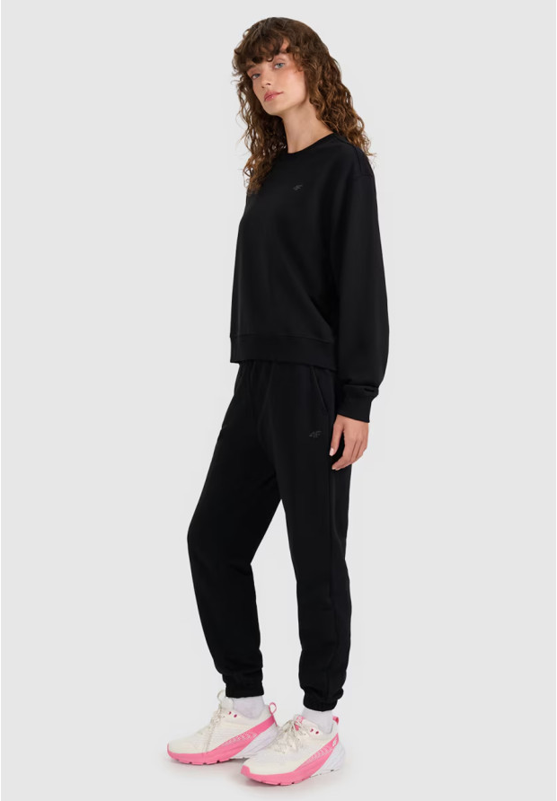 Bluza Damska 4F Dresowa Sportowa Nierozpinana Bez Kaptura Czarna 4FWMM00TSWSF1765