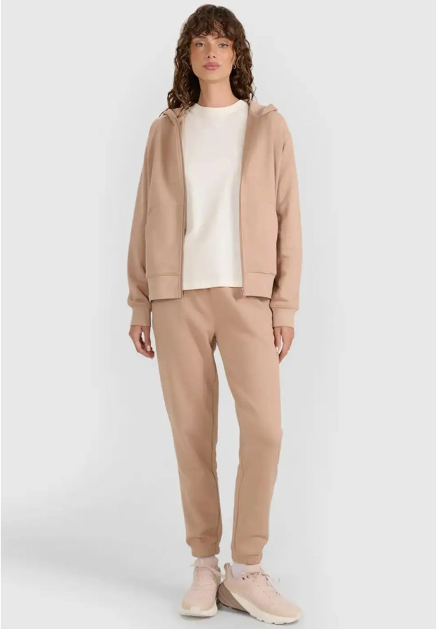 Bluza Damska 4F Dresowa Sportowa Rozpinana Beżowa 4FWAW25TSWSF1977