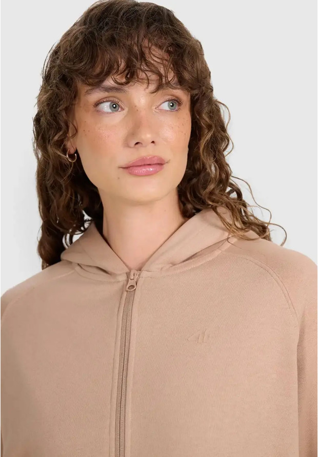 Bluza Damska 4F Dresowa Sportowa Rozpinana Beżowa 4FWAW25TSWSF1977