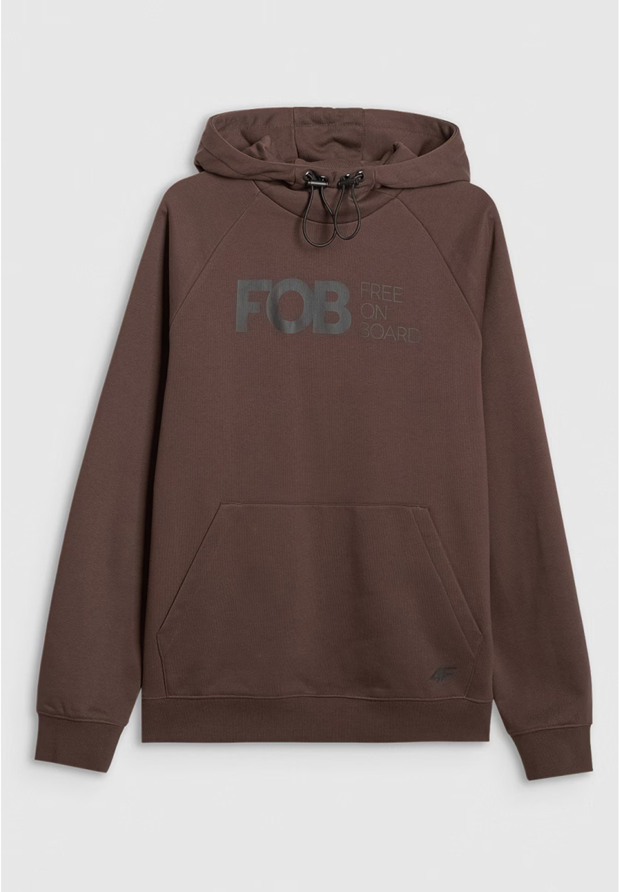 Bluza Męska 4F Z Kapturem Nierozpinana Z Nadrukiem Brązowa 4FWAW25TSWSM2390
