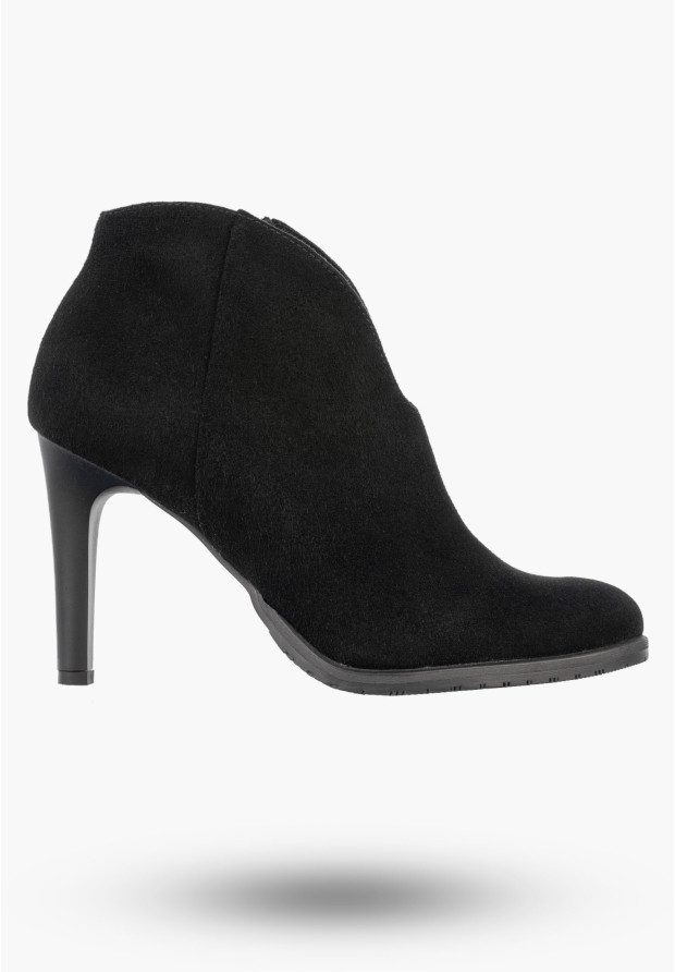 Botki Damskie Skórzane Eleganckie Buty Na Obcasie Zimowe Czarne Darex B361/1