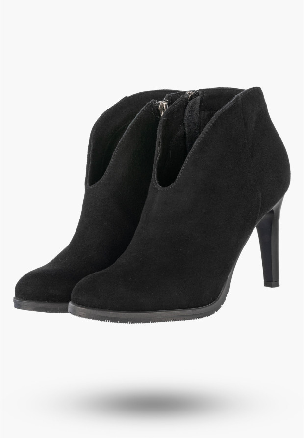 Botki Damskie Skórzane Eleganckie Buty Na Obcasie Zimowe Czarne Darex B361/1