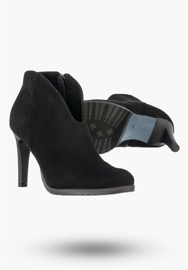 Botki Damskie Skórzane Eleganckie Buty Na Obcasie Zimowe Czarne Darex B361/1