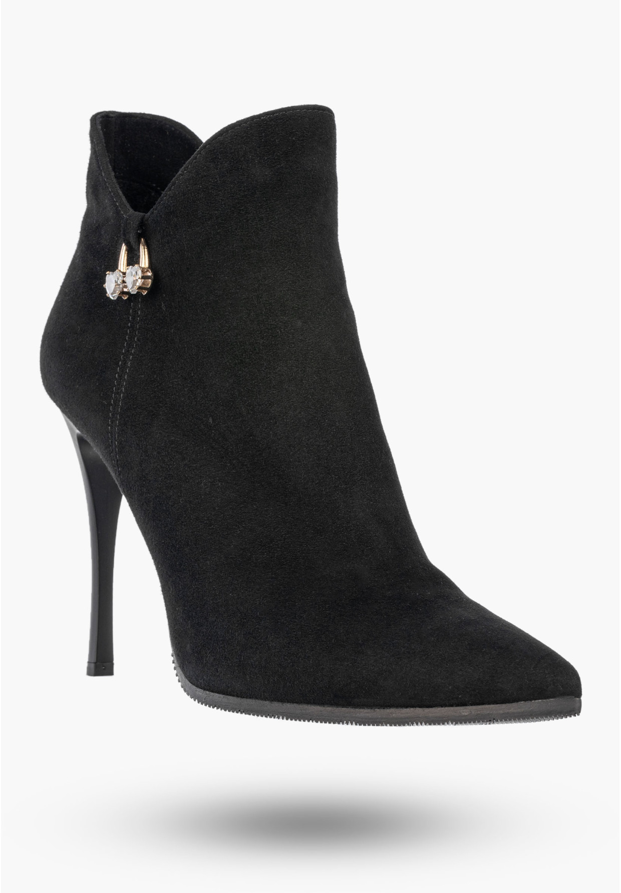 Botki Damskie Skórzane Eleganckie Buty Na Szpilce Zimowe Czarne Darex B-223/1
