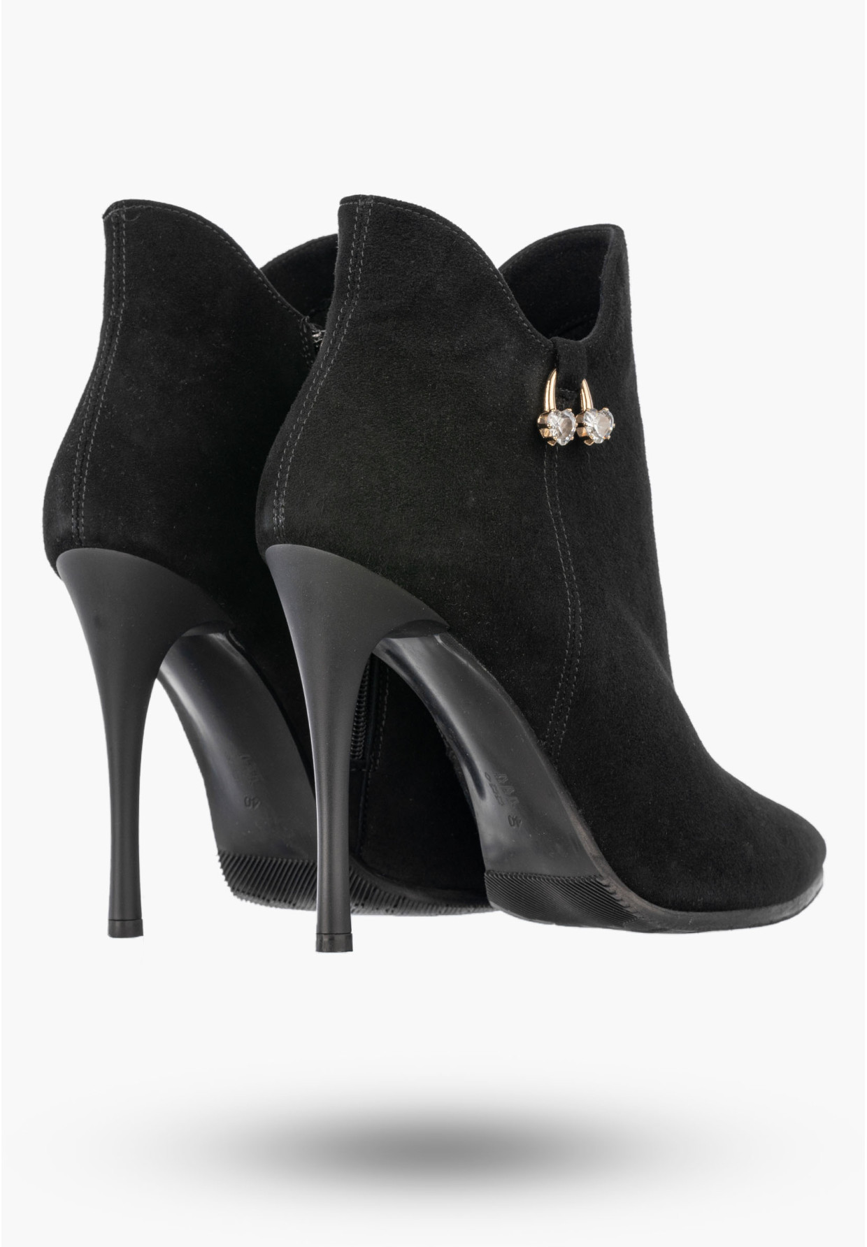 Botki Damskie Skórzane Eleganckie Buty Na Szpilce Zimowe Czarne Darex B-223/1