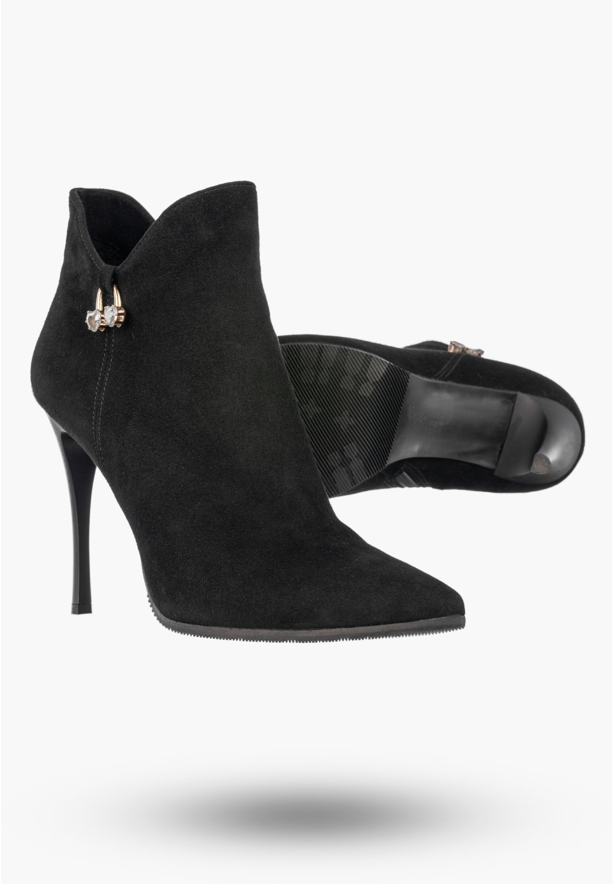 Botki Damskie Skórzane Eleganckie Buty Na Szpilce Zimowe Czarne Darex B-223/1