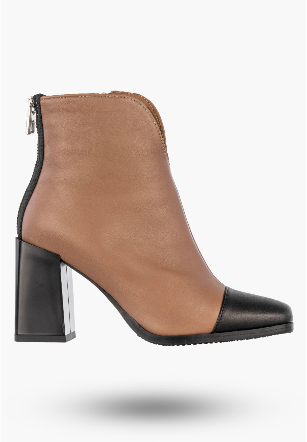 Botki Damskie Skórzane Eleganckie Buty Na Słupku Zimowe Jasny Brąz Karino 3539/007-F