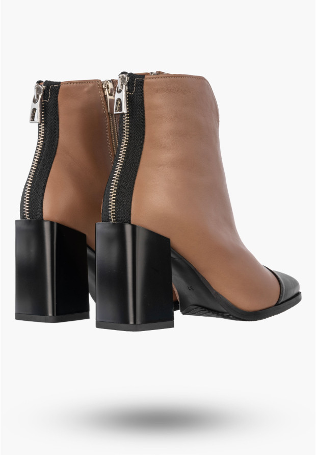 Botki Damskie Skórzane Eleganckie Buty Na Słupku Zimowe Jasny Brąz Karino 3539/007-F
