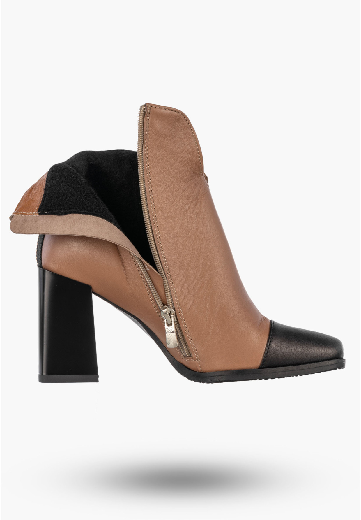 Botki Damskie Skórzane Eleganckie Buty Na Słupku Zimowe Jasny Brąz Karino 3539/007-F