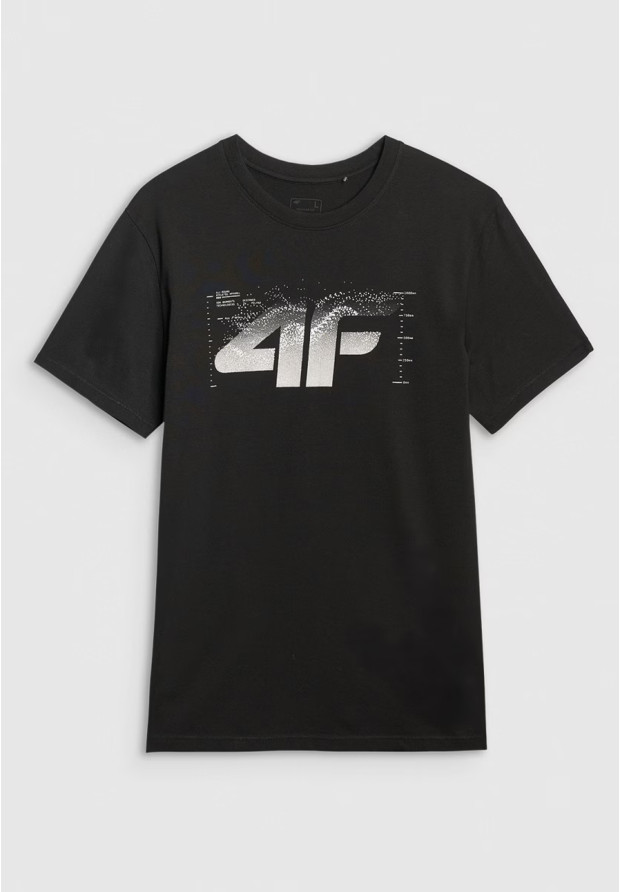 Koszulka Męska 4F T-shirt Z Nadrukiem Regular Czarna 4FWAW25TTSHM2359