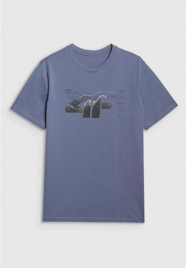 Koszulka Męska 4F T-shirt Z Nadrukiem Regular Denim 4FWAW25TTSHM2359