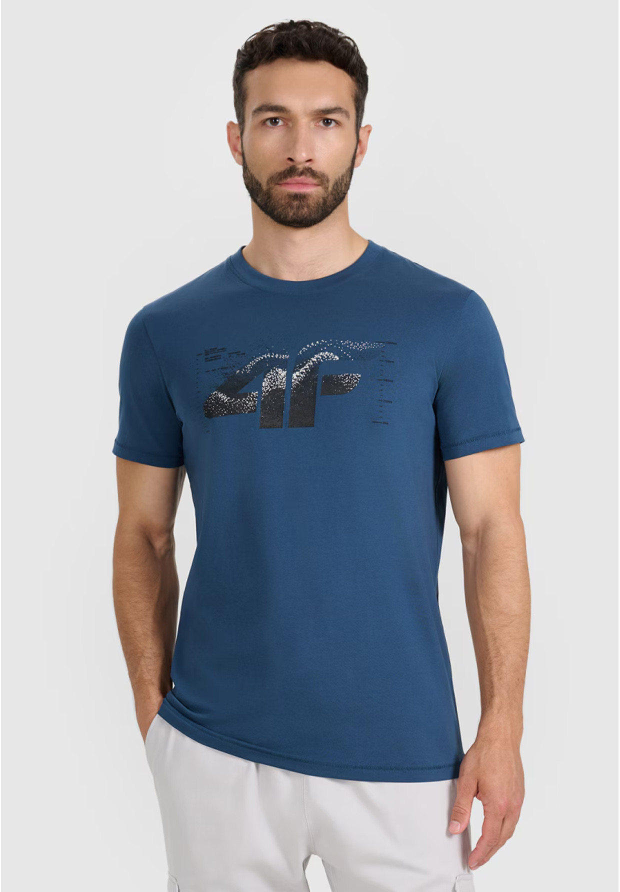 Koszulka Męska 4F T-shirt Z Nadrukiem Regular Turkusowa 4FWAW25TTSHM2359